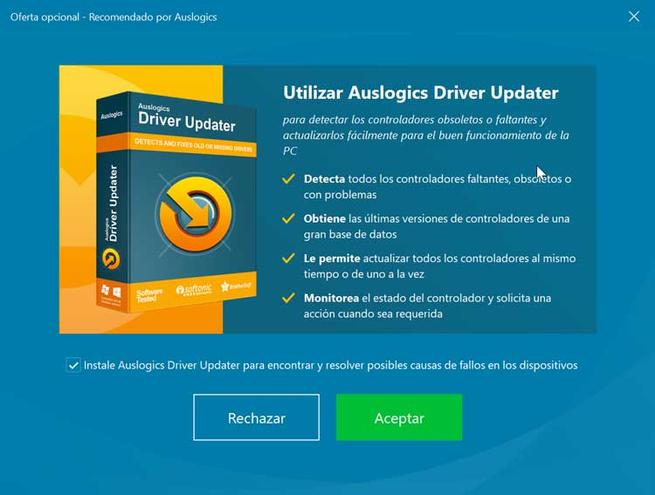 Auslogics Windows Slimmer sugerencia de programa adicional