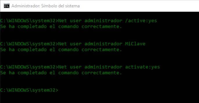 CMD - Cambiar contraseña cuenta superadministrador Windows