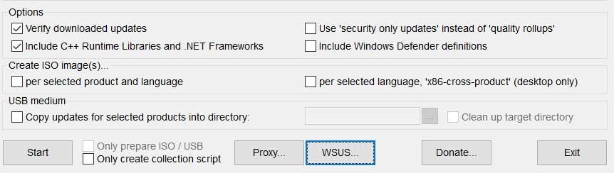 Configurar descargas en WSUS Offline Update