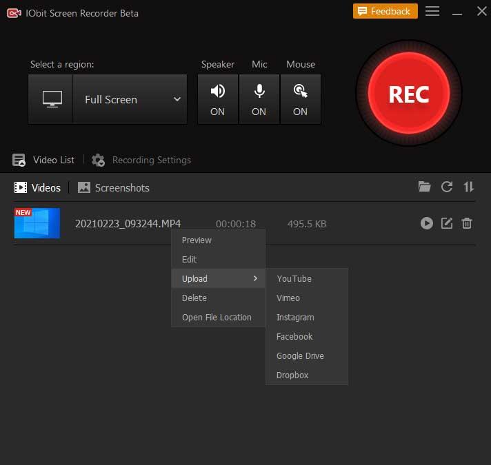 IObit Screen Recorder lägger till videor och redesignar sociala medier