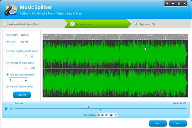Pepsky Audio Converter selecciona fragmento de audio a cortar