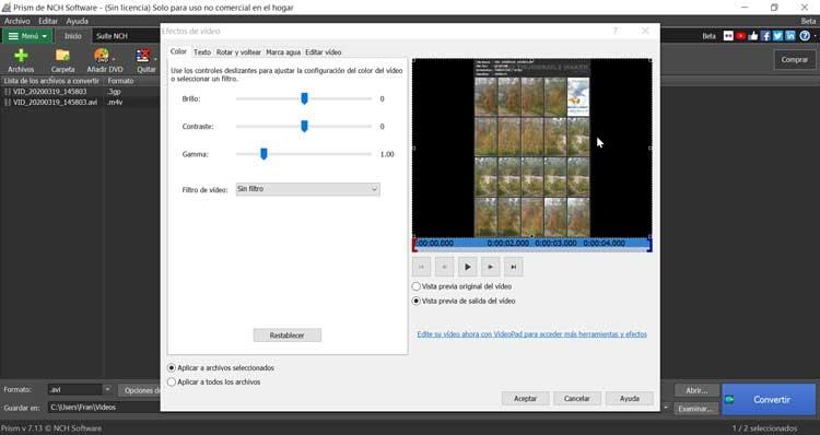 Prism Video Converter Efectos de vídeo