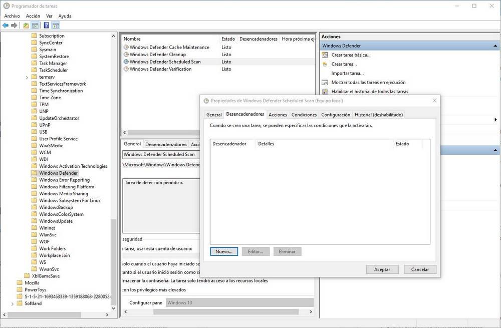Windows Defender Scheduled Scan - Nueva tarea programada Windows Defender