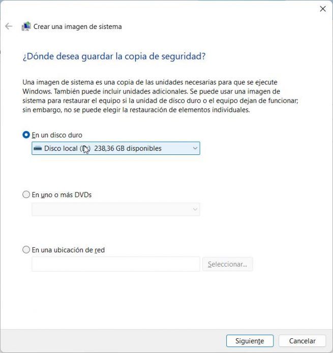 Hacer una copia de seguridad completa en Windows 10