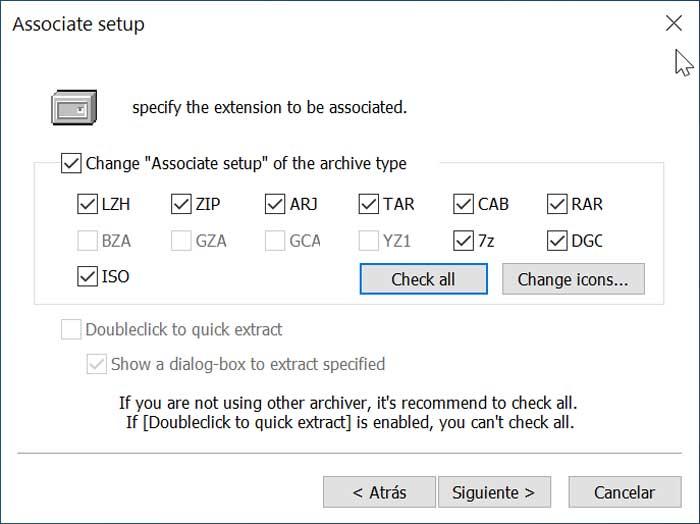 Explzh seleccionar compatibilidad de archivos