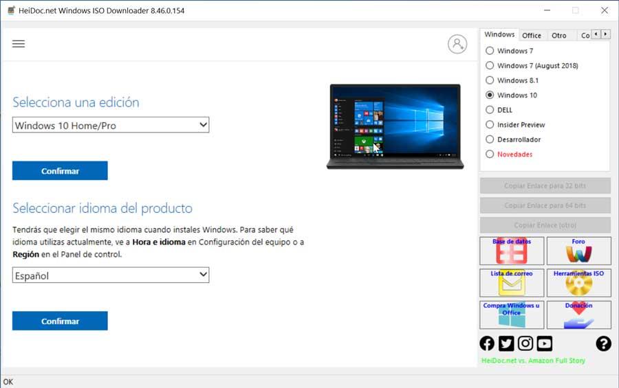 Microsoft Windows and Office ISO Download seleccionar edición e idioma