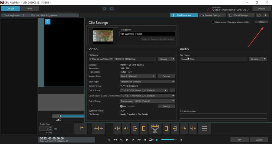 TMPGEnc Video Mastering Works Clip Settings