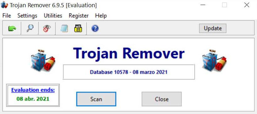 Trojan Remover menú principal