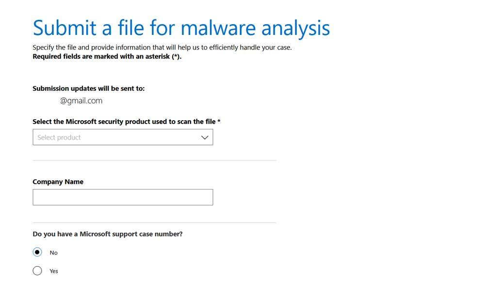 formulario malware Windows defender