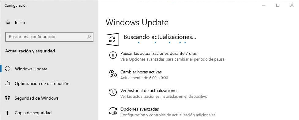 Buscando actualizaciones en Windows 10
