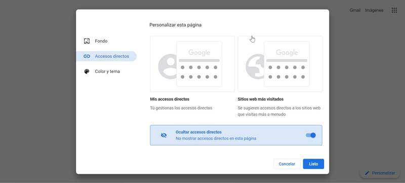 Chrome Personalizar accesos directos