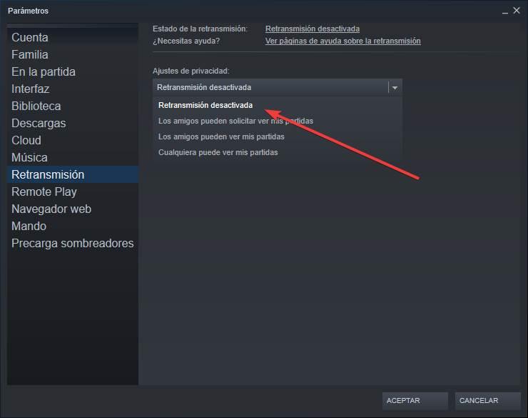 Steam - Activar desactivar streaming 5