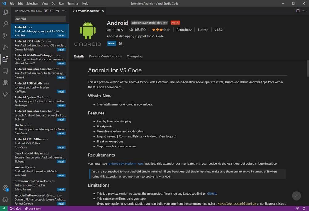 Visual Studio Code Android