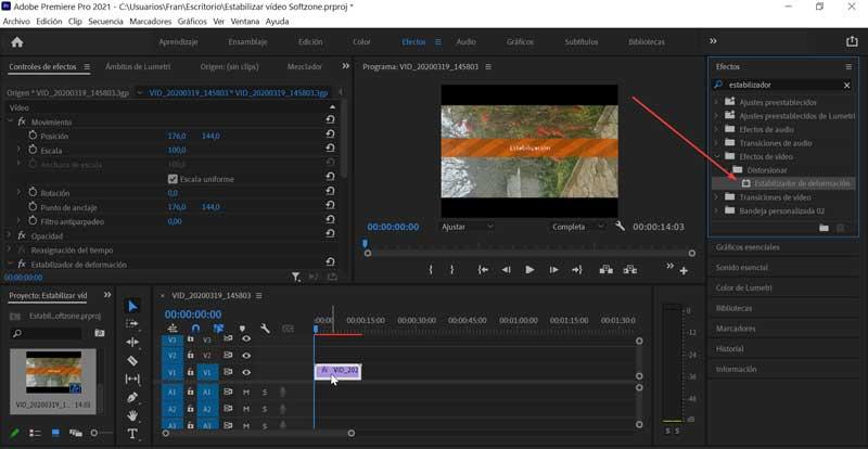 Adobe Premiere Pro Estabilizador de déformation