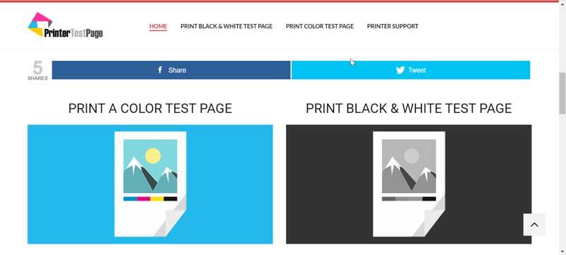 Web de la page de test de l'imprimante