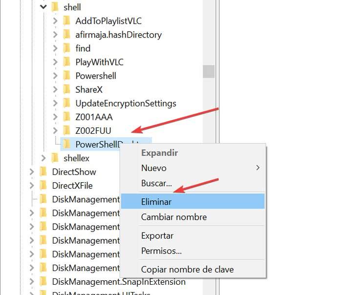 Registro borrar PowerShellDesktop