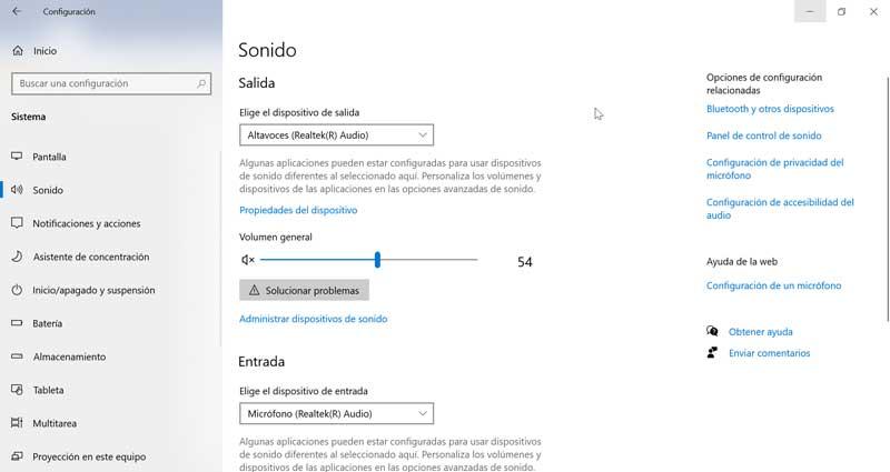 Windows-Konfiguration und Sonido