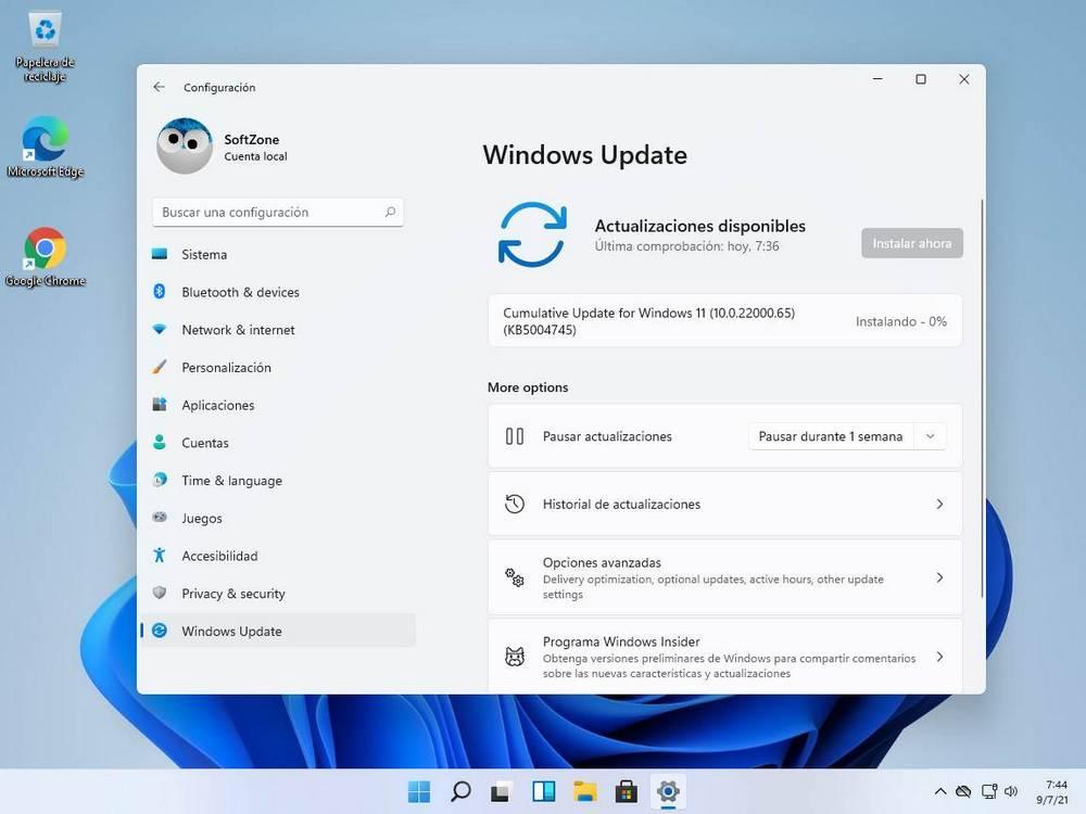 Actualizar Windows 11 Build 22000.65