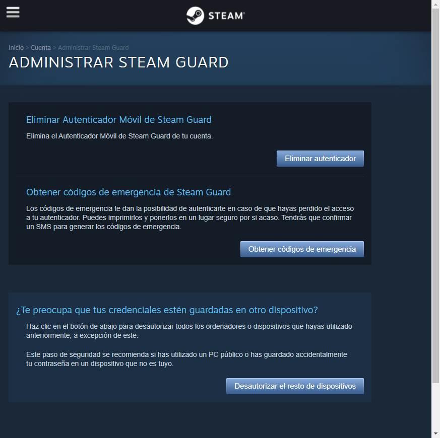 Códigos de recuperação de Steam
