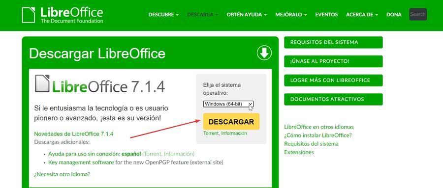 Descargar LibreOffice