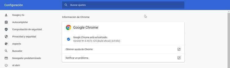 Google Chrome actualizado