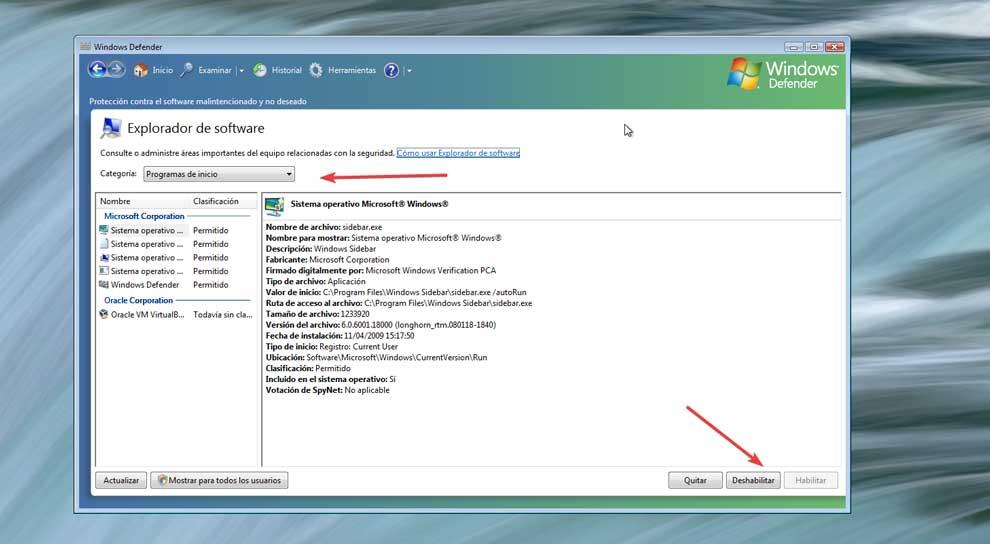 Windows Vista Deshabilitar programas de inicio