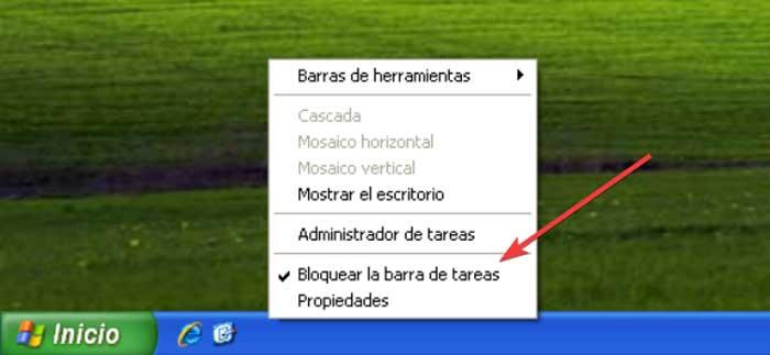 Windows XP Bloquear la barra de tareas