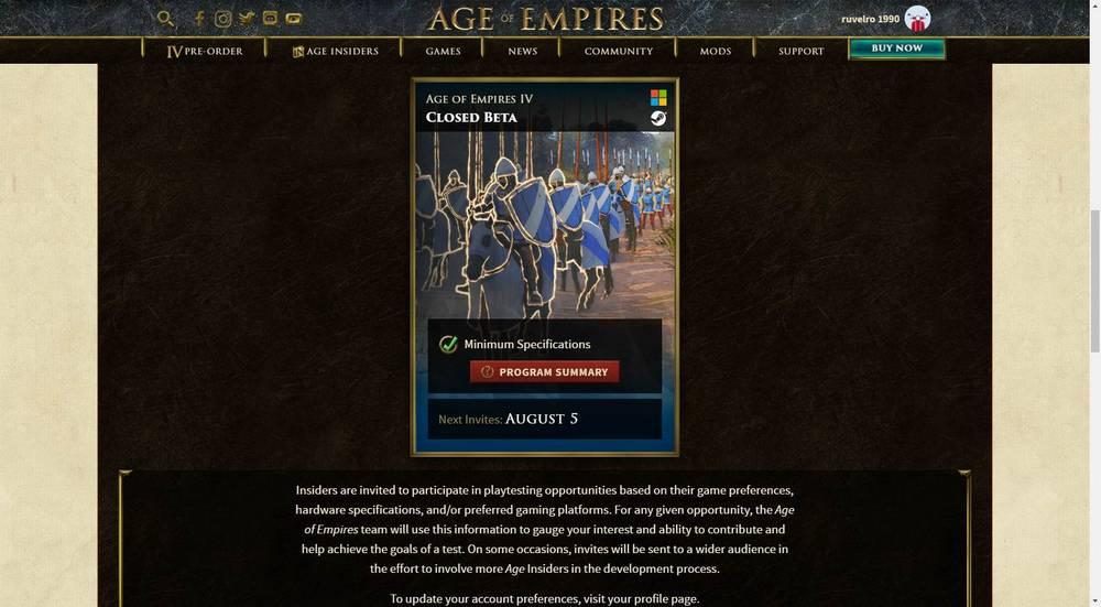 Beta Age of Empires 4