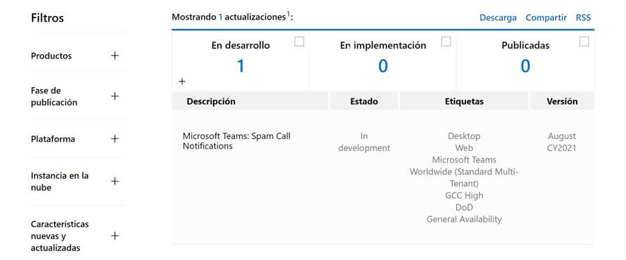 Hoja de desarrollo Microsoft 365 for Teams