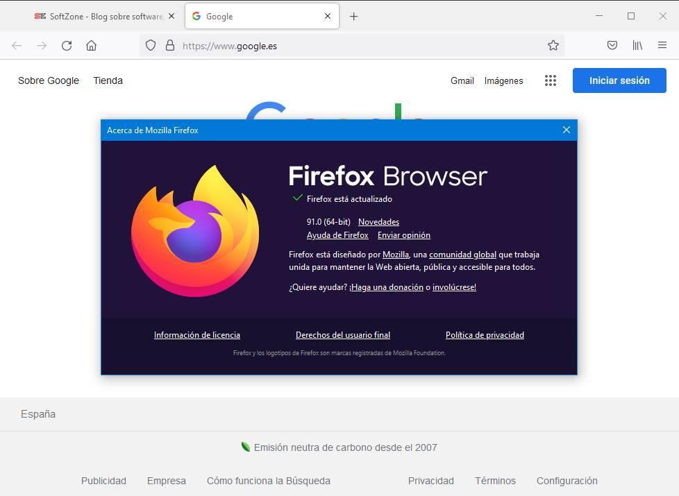 Nuevo Firefox 91