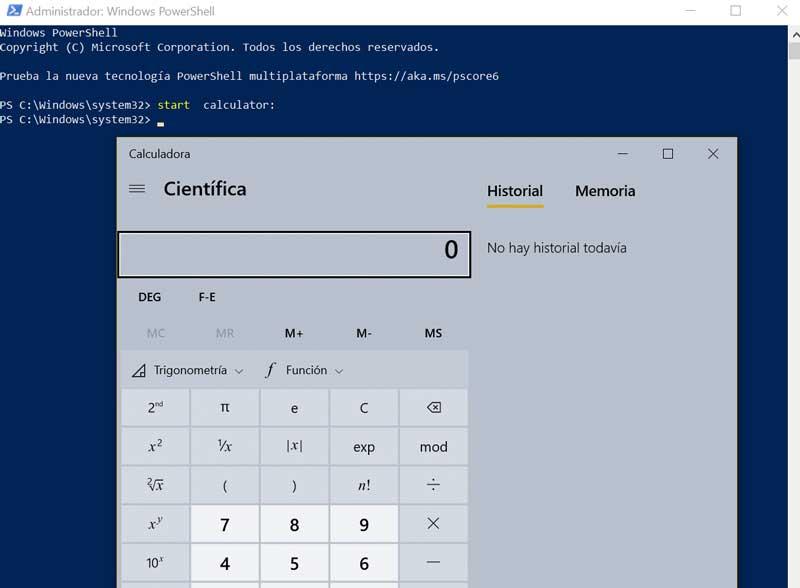 Abrir calculadora con comando URI desde PowerShell