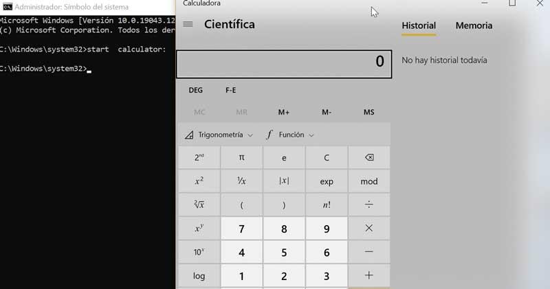Abrir calculadora con comando URI desde Símbolo del sistema