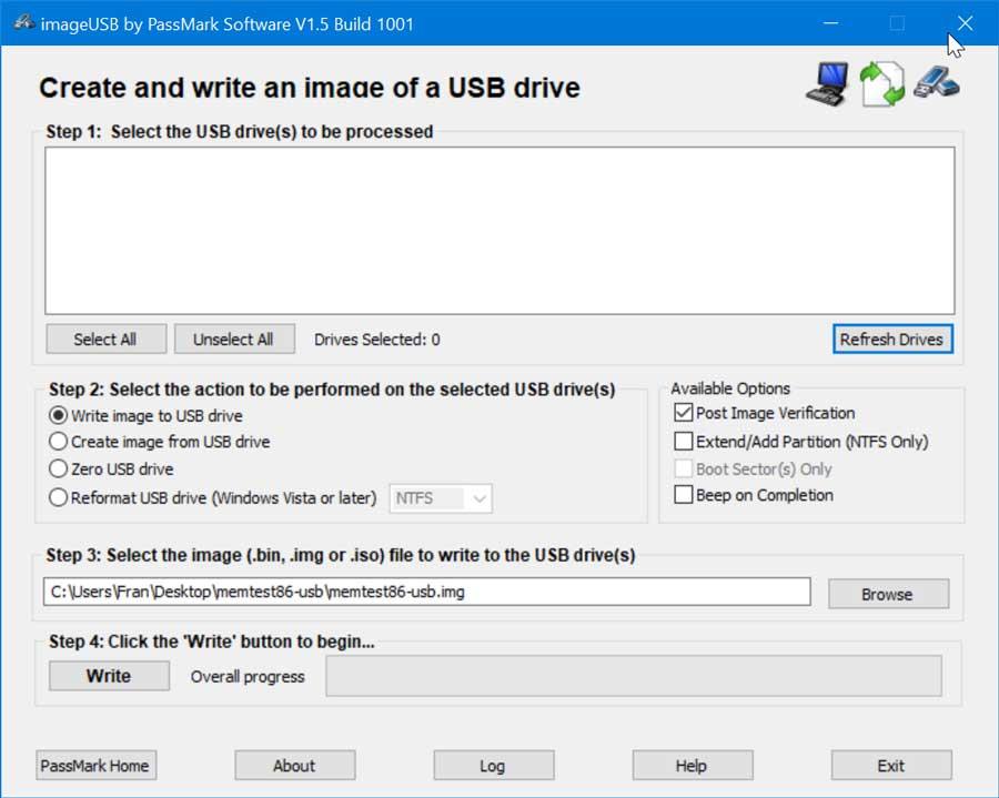 Crear USB para Memtest86