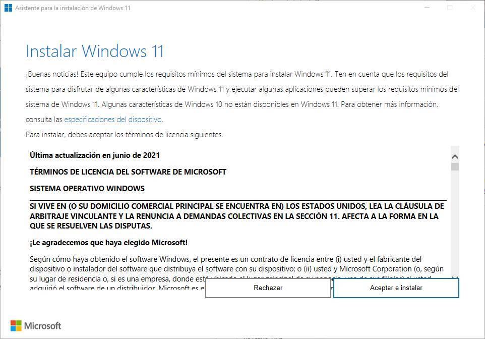 Asistente actualización Windows 11