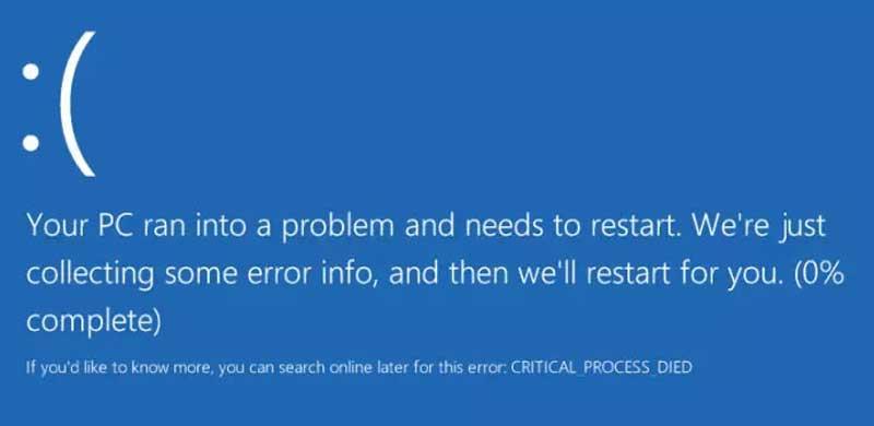 Error CRITICAL_PROCESS_DIED en Windows