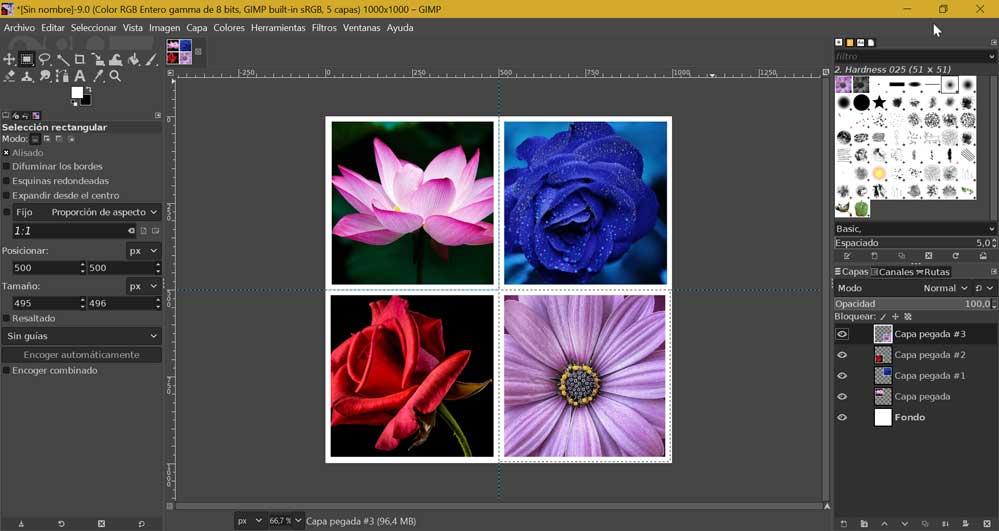 GIMP collage de 4 fotos