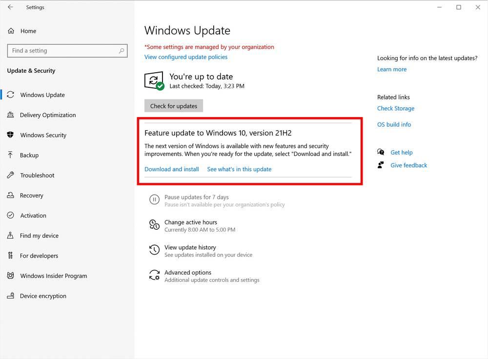 Windows Update 21H2