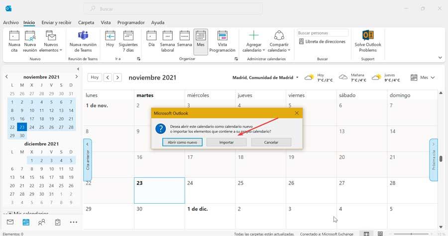 Calendario Outlook importar