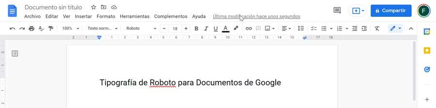 Google Docs Roboto