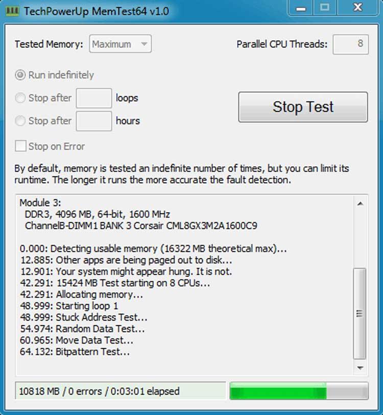 MemTest comprobar RAM