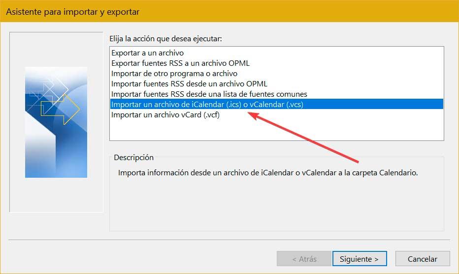 Outlook importar un archivo de iCalendar