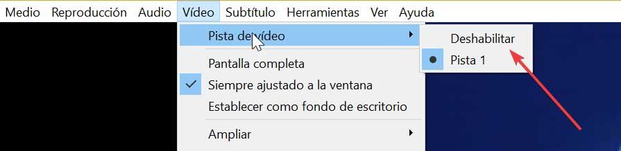 VLC Pista de Vídeo