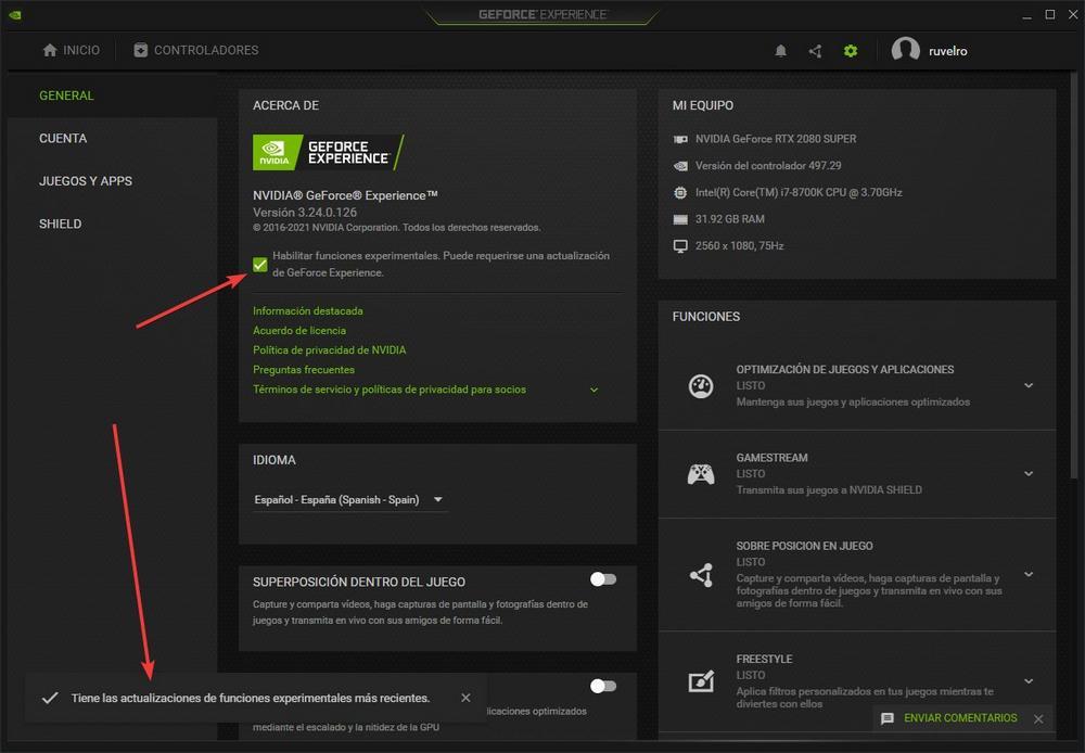 Experimentella funktioner GeForce Experience NVIDIA