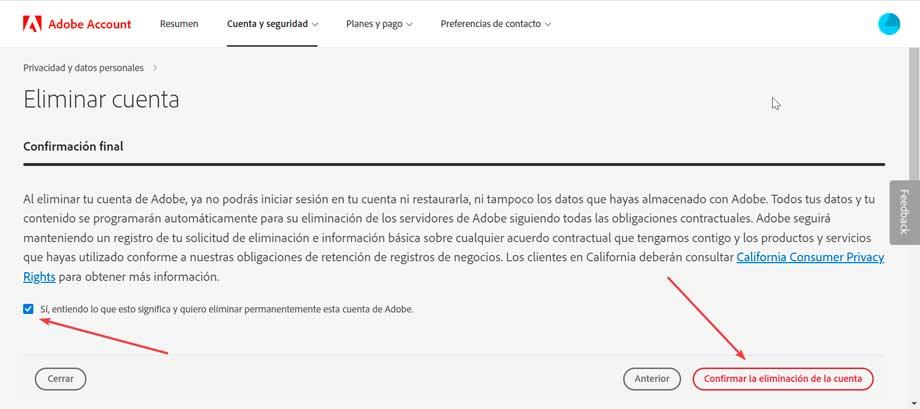 Adobe bestätigt die Elimination der Cuenta