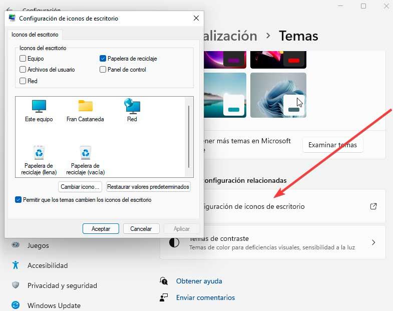 Desktop icon settings in Windows 11