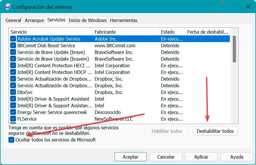System settings hide Microsoft services