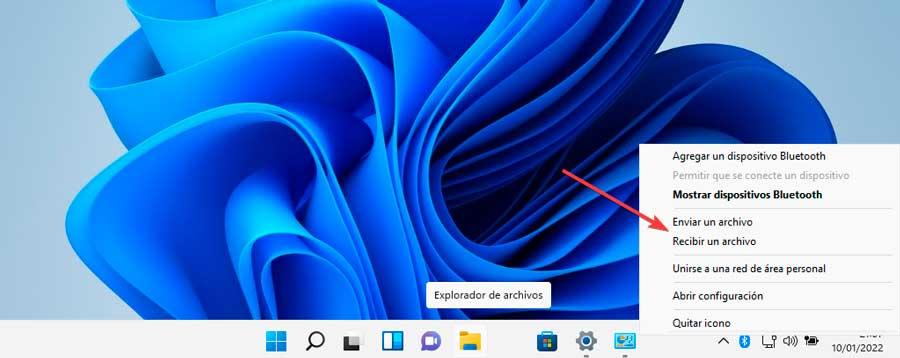 Enviar archivo desde botón de Bluetooth en Windows 11