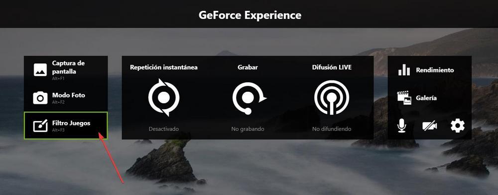 NVIDIA GeForce Experience - Panel superpuesto