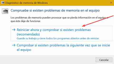 Usar Diagnóstico de memoria de Windows