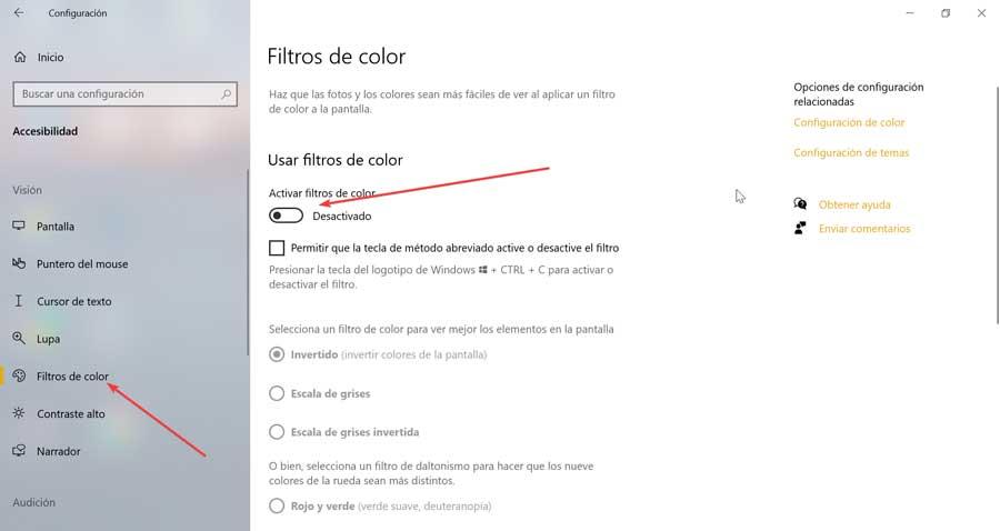 Windows 10 yapılandırma ve etkinleştirme filtreleri renk